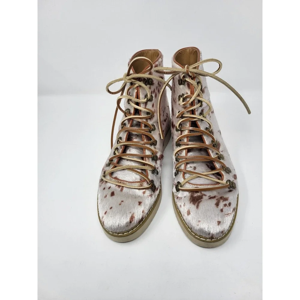 Free People Farylrobin Joplin Vegan Cowhide Leather Lace Up Ankle Boots‎ Size 7